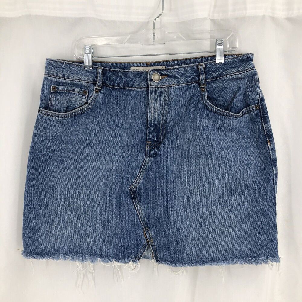 ASOS Denim Mini Light Wash Blue Jean Skirt 05982855 Size 16